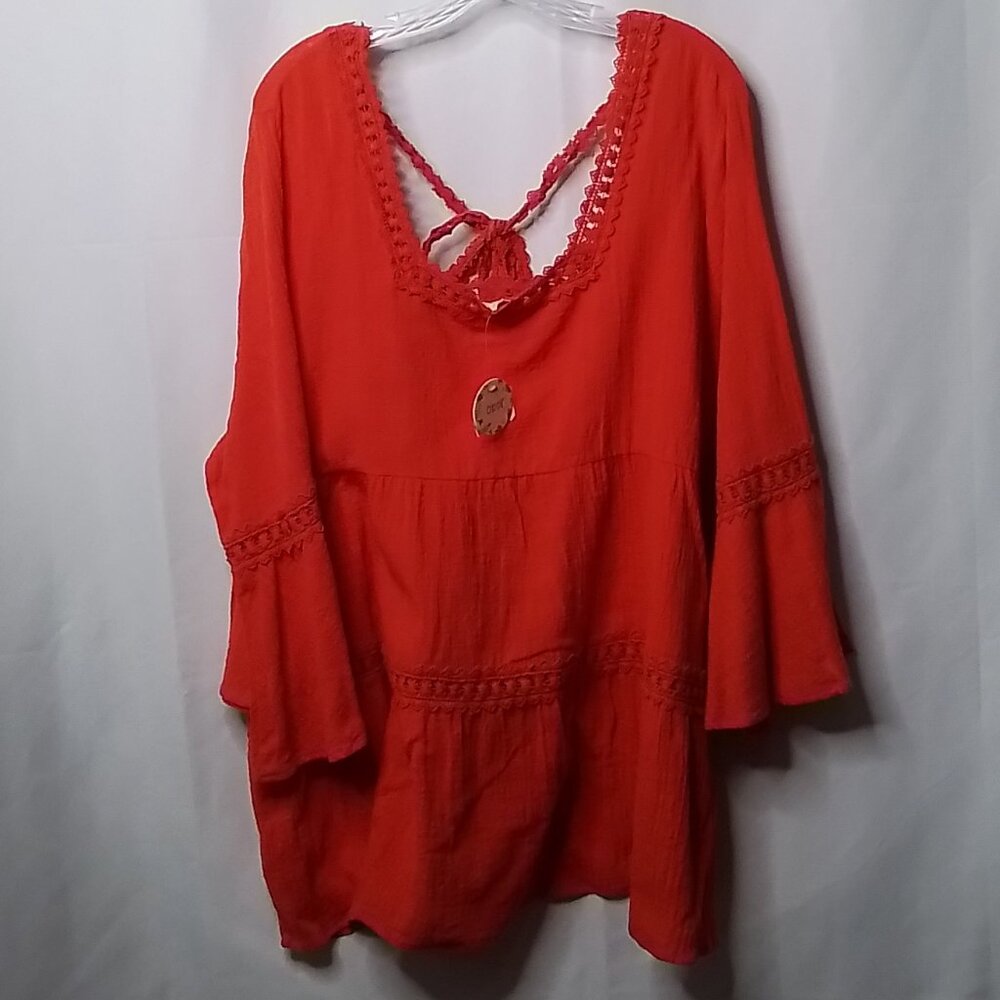 NWT ODDY BOHO ORANGE 3/4 SLEEVE TOP SIZE 3XL